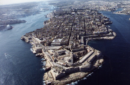 Aerial view of Valletta. - Click to read about this site.